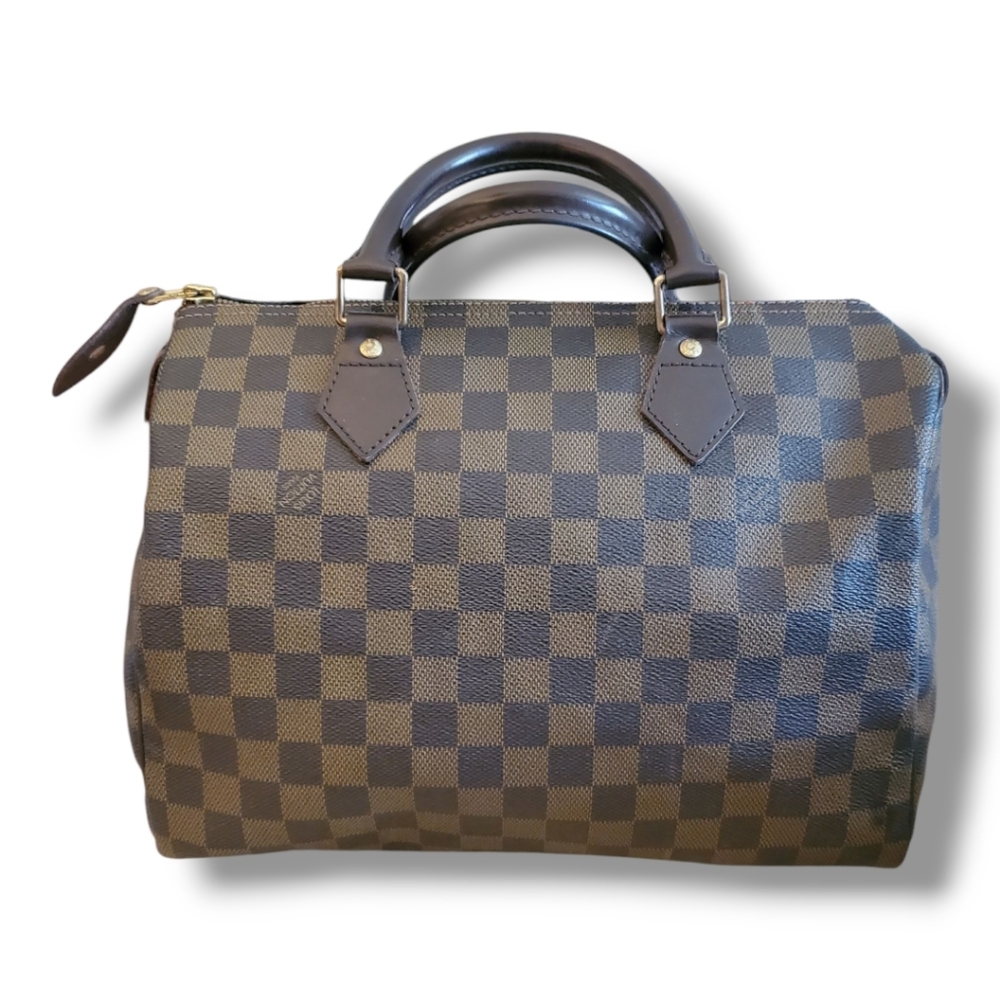 LOUIS VUITTON Speedy 30 Damier Ebene Satchel Bag Brown COA, Lock & Key - Picture 3 of 16